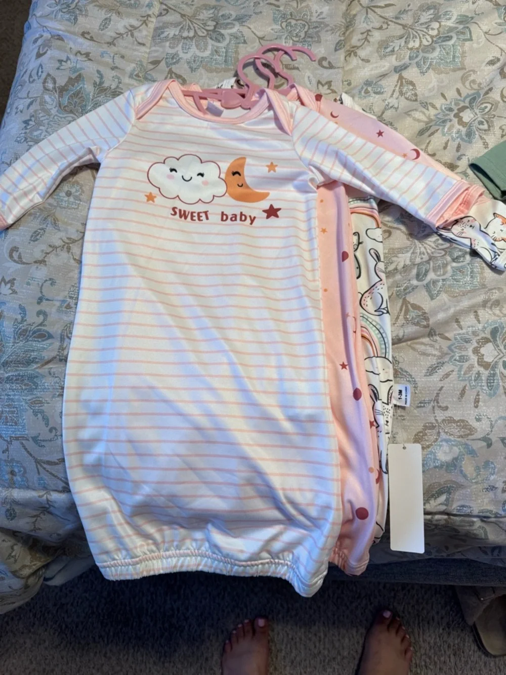 Baby Girls Mixed Onesie Bundle - Pink, Cream, Green